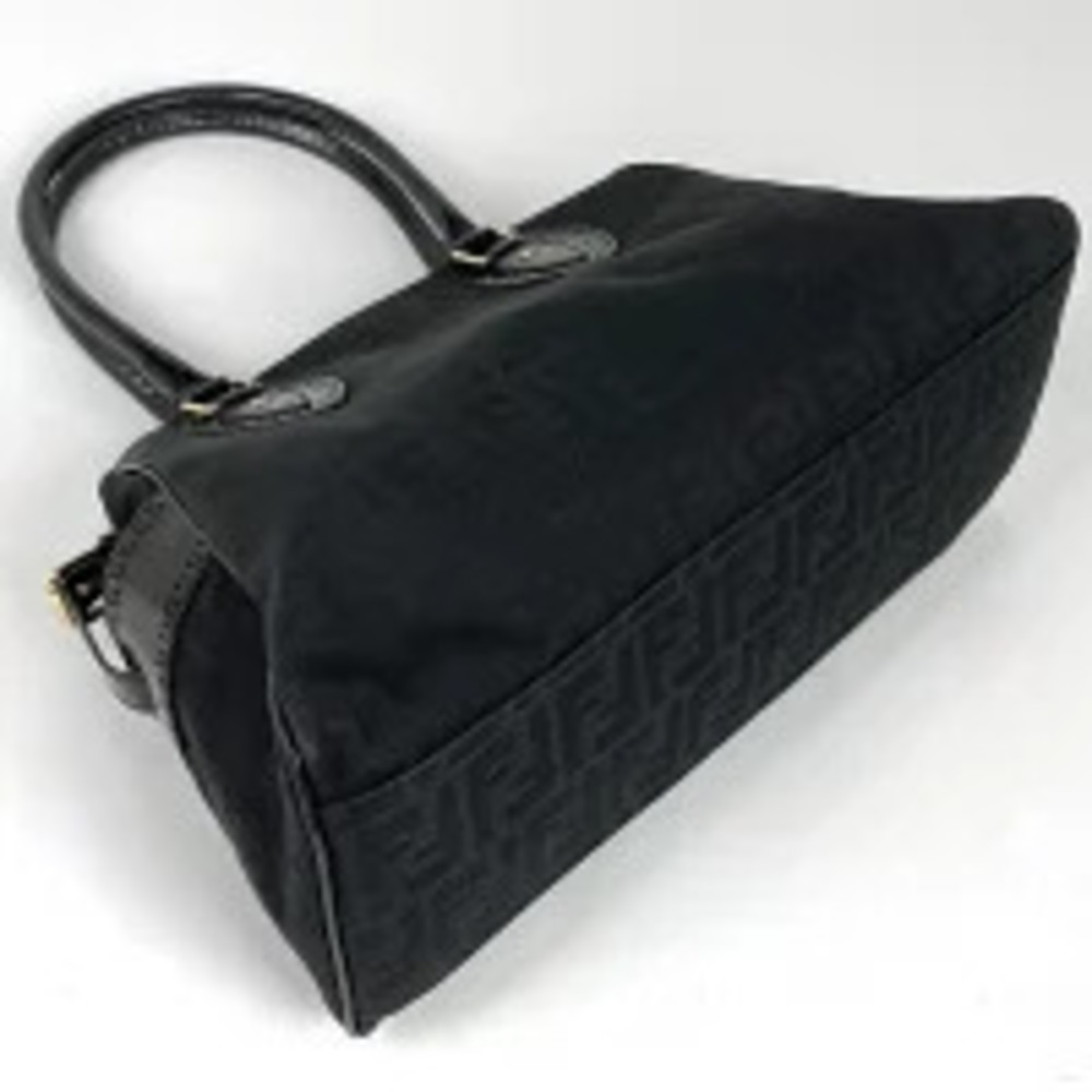 Fendi stud canvas tote shoulder star handbag bag Zucca black